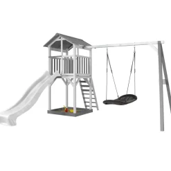 Aire de jeu Beach Tower Axi avec 1 balançoire Nid ovale et toboggan bleu