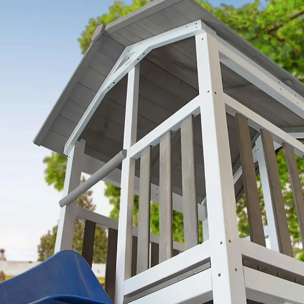 Aire de jeu Beach Tower Axi avec 1 balançoire Nid ovale et toboggan bleu