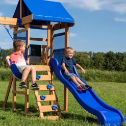 Aire de jeux 2 balançoires toboggan bleu Aurora Backyard Discovery