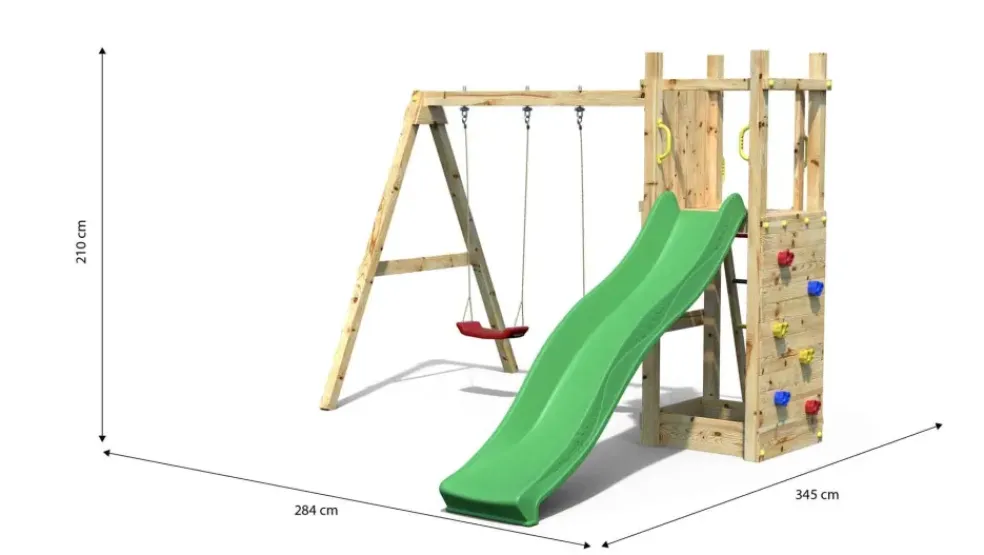Aire de jeux avec bac à sable et 2 balançoires en bois Funny3 Fungoo