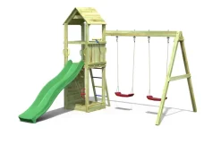 Aire de jeux avec toboggan et 2 balançoires Flappi de chez Fungoo