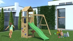 Aire de jeux avec toboggan et 2 balançoires Flappi de chez Fungoo