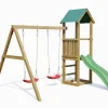 Aire de jeux avec toboggan, double balançoire en bois Lucas de Fungoo