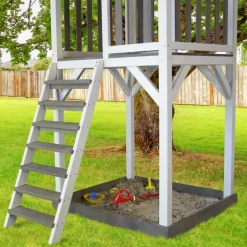 Aire de jeux Beach Tower Axi - 1 balançoire bois et toboggan bleu