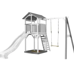 Aire de jeux Beach Tower Axi - 1 balançoire bois et toboggan bleu
