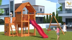 Aire de jeux Big Leader Move avec toboggan et 2 balançoires de Fungoo