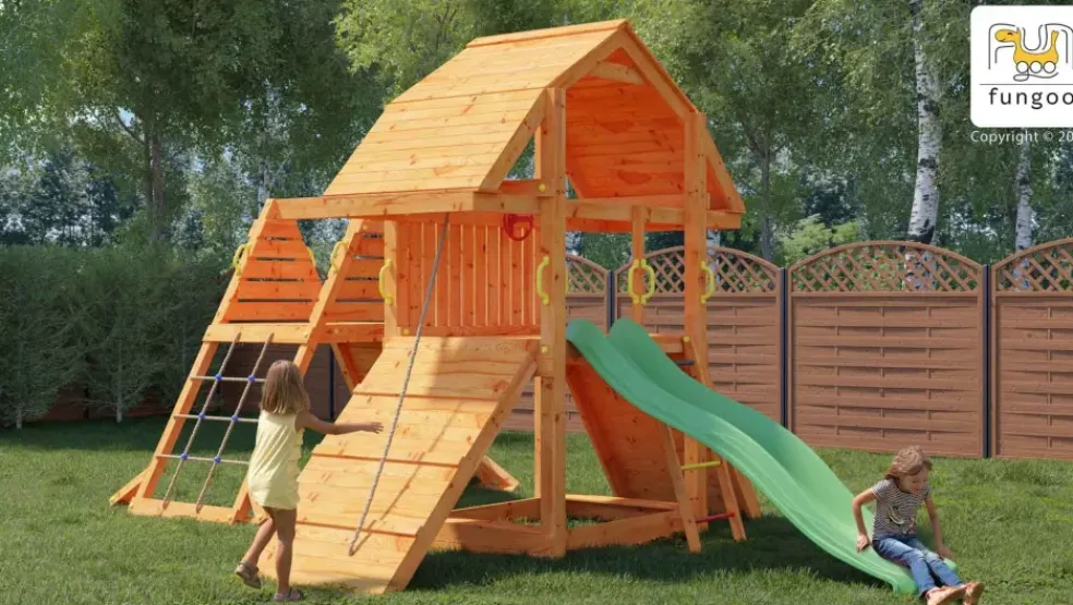 Aire de jeux en bois Buffalo Spider multifonctions de chez Fungoo