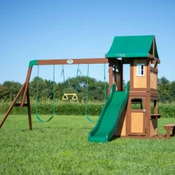 Aire de jeux en bois avec balançoires et toboggan Lakewoodde Backyard