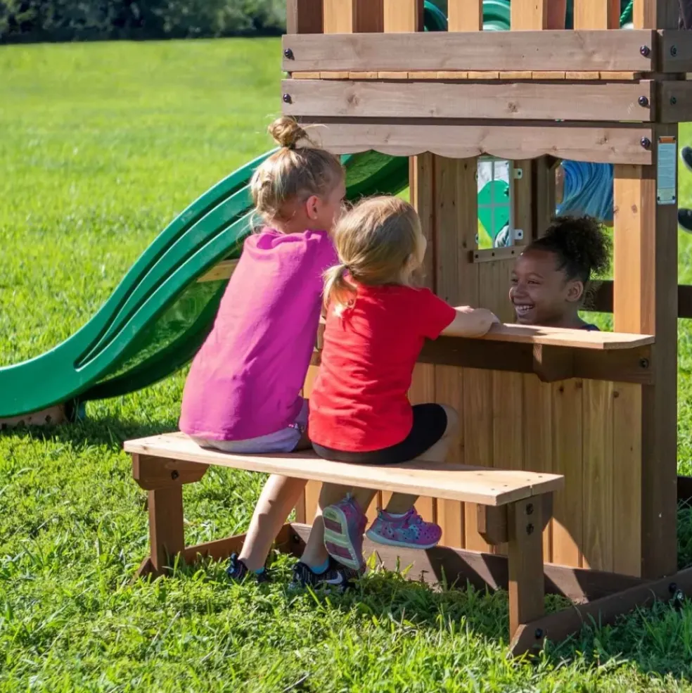 Aire de jeux en bois avec balançoires et toboggan Lakewoodde Backyard