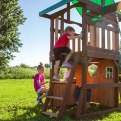 Aire de jeux en bois avec balançoires et toboggan Lakewoodde Backyard