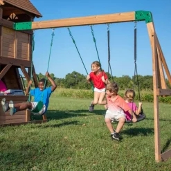 Aire de jeux en bois avec toboggan droit et tubulaire Cedar Cove Backyard