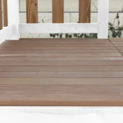 Aire de jeux en bois blanc/marron avec 2 balançoires et toboggan gris Beach Tower Axi