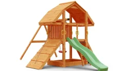 Aire de jeux en bois Buffalo avec 2 balançoires et toboggan de Fungoo
