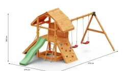 Aire de jeux en bois Buffalo avec 2 balançoires et toboggan de Fungoo