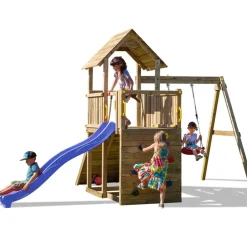 Aire de jeux en bois Carol3 avec toboggan et 1 balançoire de Fungoo