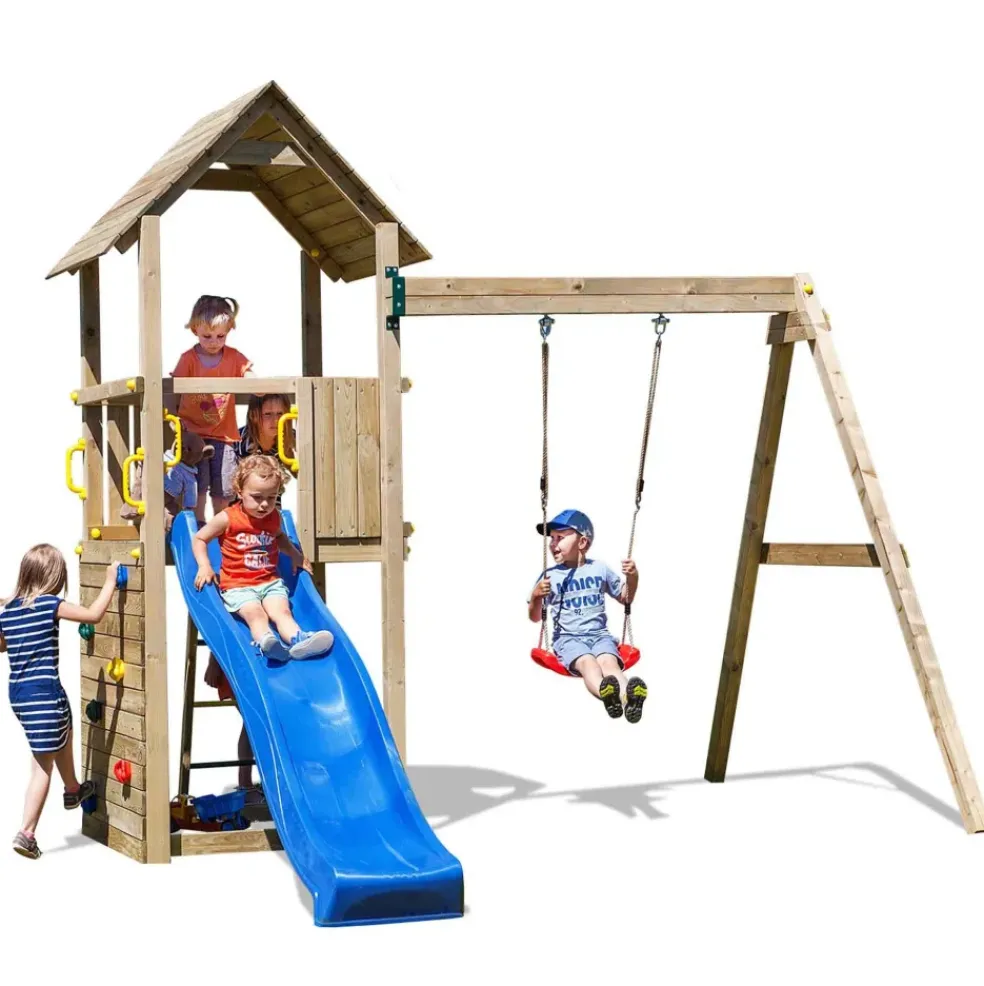 Aire de jeux en bois Carol1 avec toboggan et 1 balançoire de Fungoo