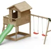 Aire de jeux en bois Galaxy S avec toboggan et maison de chez Fungoo