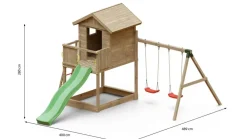 Aire de jeux en bois Galaxy S avec toboggan et maison de chez Fungoo