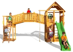 Aire de jeux en bois Rainbow Fortress Tip multiactivités de Fungoo