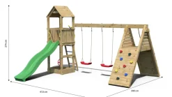 Aire de jeux Fleppi en bois avec toboggan et 2 balançoires de Fungoo