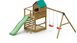 Aire de jeux Jarcas en bois avec cabane et 2 balançoires de Fungoo