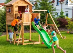 Aire de jeux MyHouse Move avec cabane, balançoire, toboggan de Fungoo
