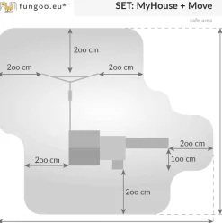 Aire de jeux MyHouse Move avec cabane, balançoire, toboggan de Fungoo