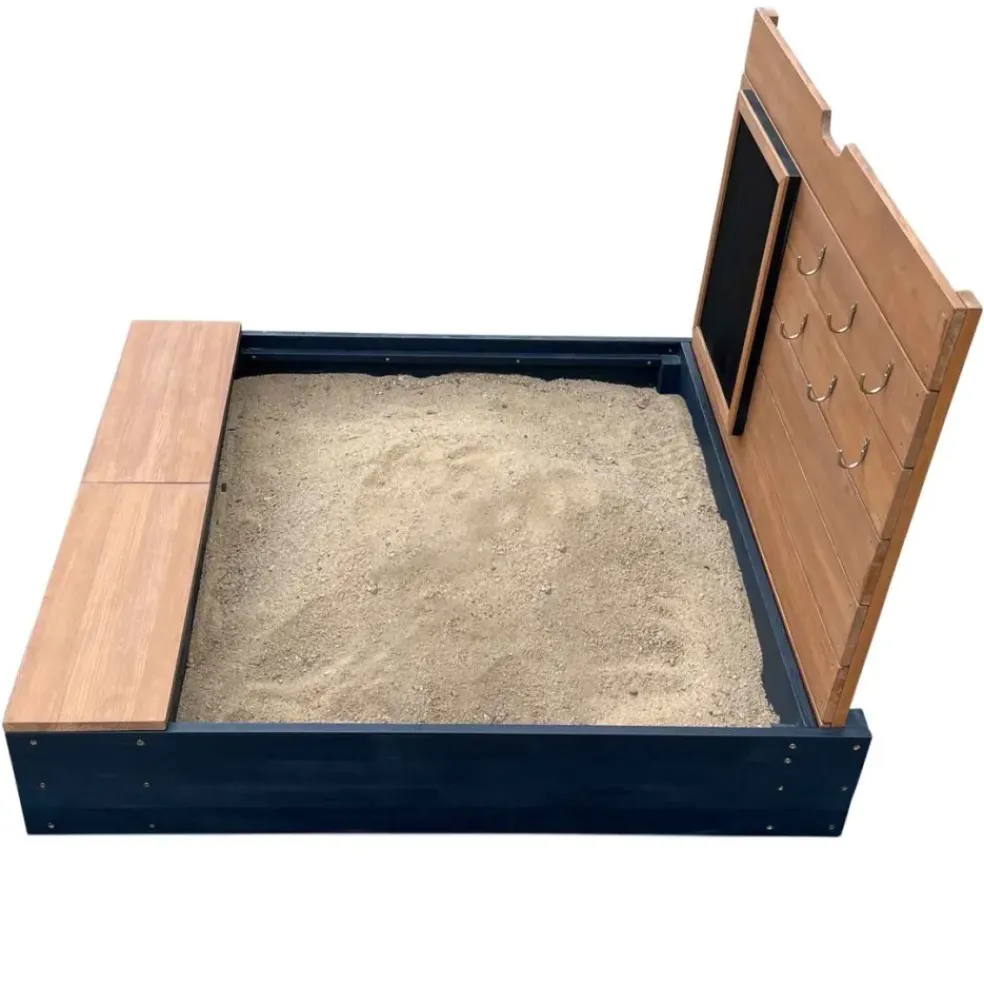 Bac à sable avec rangement en bois marron et anthracite Mandy d'AXI
