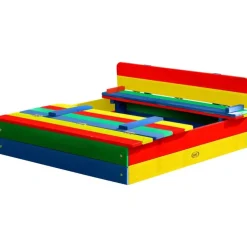 Bac à sable en bois multicolor avec couvercle et banc intégré Ella Axi