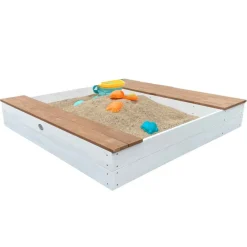 Bac à sable et espace de rangement en bois marron et blanc Evy d'AXI