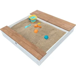 Bac à sable et espace de rangement en bois marron et blanc Evy d'AXI