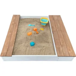 Bac à sable et espace de rangement en bois marron et blanc Evy d'AXI
