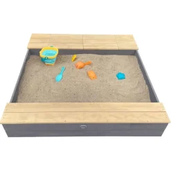 Bac à sable et espace de rangement en bois marron et gris Evy d'AXI