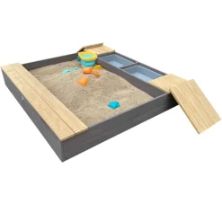 Bac à sable et espace de rangement en bois marron et gris Evy d'AXI
