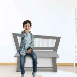Banc de rangement en bois gris et blanc dès 3 ans Corky d'Axi