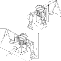 Beach Tower avec échelle de singe, 1 balançoire nid "Summer" et toboggan bleu