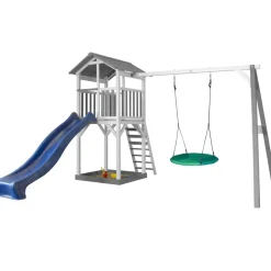 Beach Tower Axi - 1 balançoire nid rond et toboggan bleu