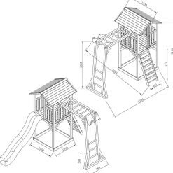 Beach Tower Axi avec échelle de singe et toboggan bleu