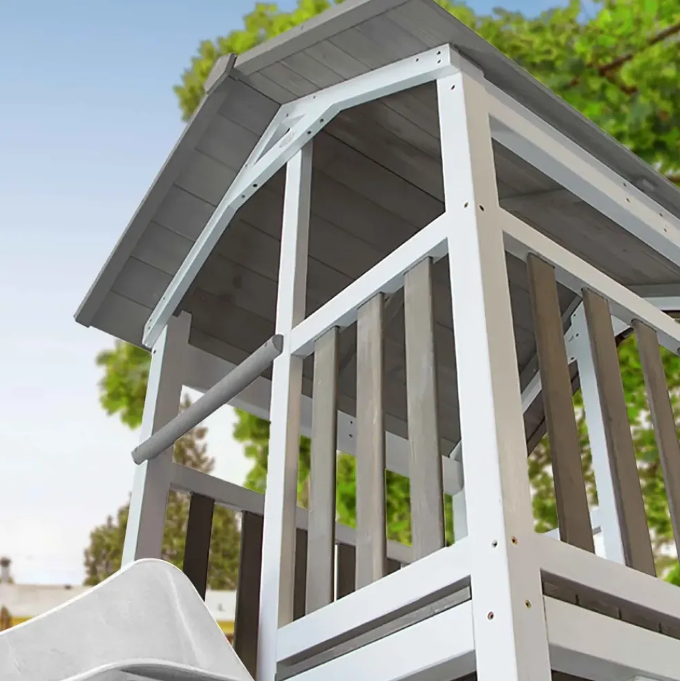 Beach Tower de Axi avec 2 balançoires et toboggan blanc