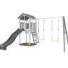Beach Tower de Axi avec 2 balançoires et toboggan gris