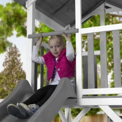 Beach Tower de Axi avec 2 balançoires et toboggan gris
