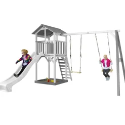 Beach Tower de Axi avec 2 balançoires et toboggan bleu