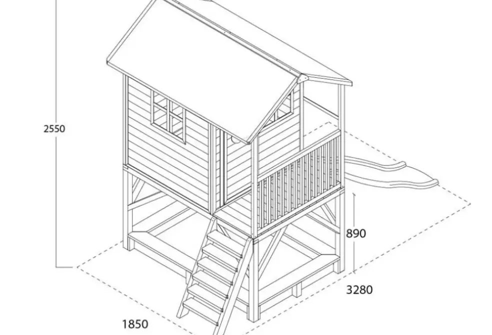 Cabane bois + toboggan Loft 500 Naturel - Exit