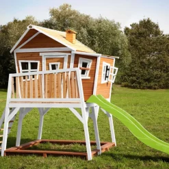 Cabane Max de Axi en bois brun/blanc et toboggan