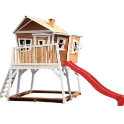 Cabane Max de Axi en bois brun/blanc et toboggan