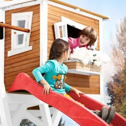 Cabane Max de Axi en bois brun/blanc et toboggan
