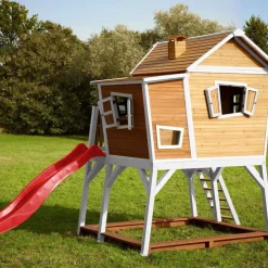 Cabane Max de Axi en bois brun/blanc et toboggan