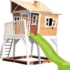 Cabane Max de Axi en bois brun/blanc et toboggan