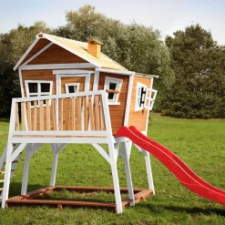 Cabane Max de Axi en bois brun/blanc et toboggan