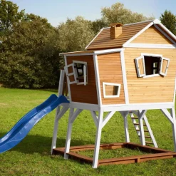 Cabane Max de Axi en bois brun/blanc et toboggan